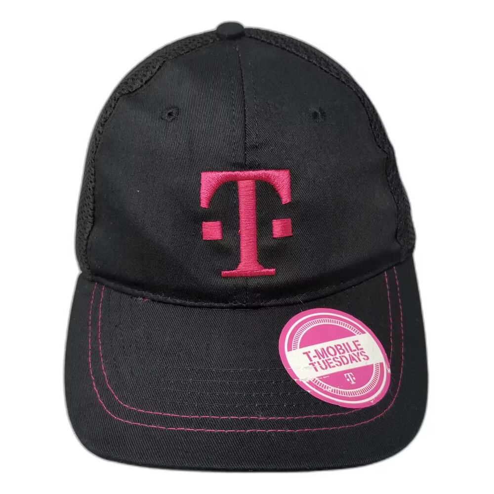 T-Mobile Tuesdays Baseball Cap Black Pink Mesh Strapback OS Hat Embroidered